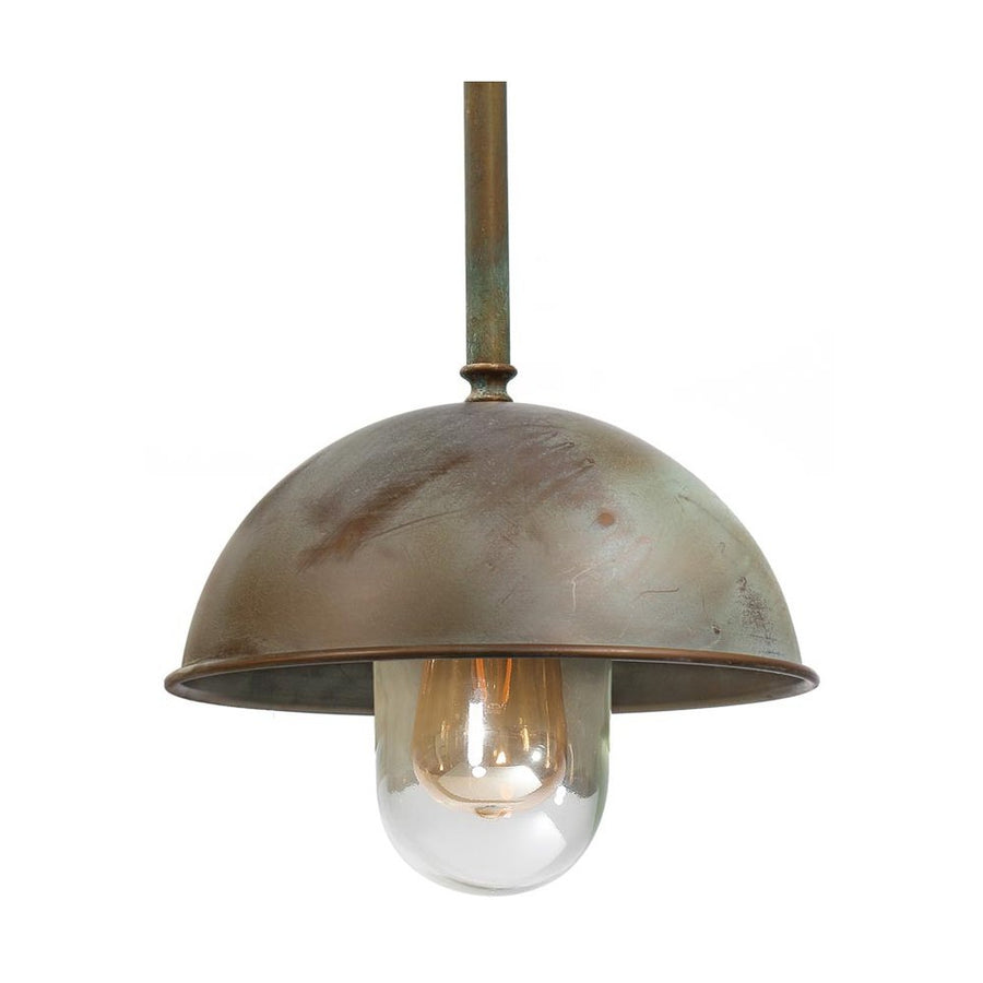 Industrial stílusú, rézből készült félgömb alakú függeszték.