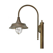 Vintage stílusú, rézből készült, 270 cm magas kandeláber üvegbúrával 