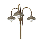 Vintage stílusú, rézből készült, 270 cm magas kandeláber üvegbúrával