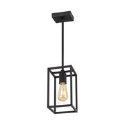 Industrial stílusú, rézből készült, matt fekete színű függeszték.