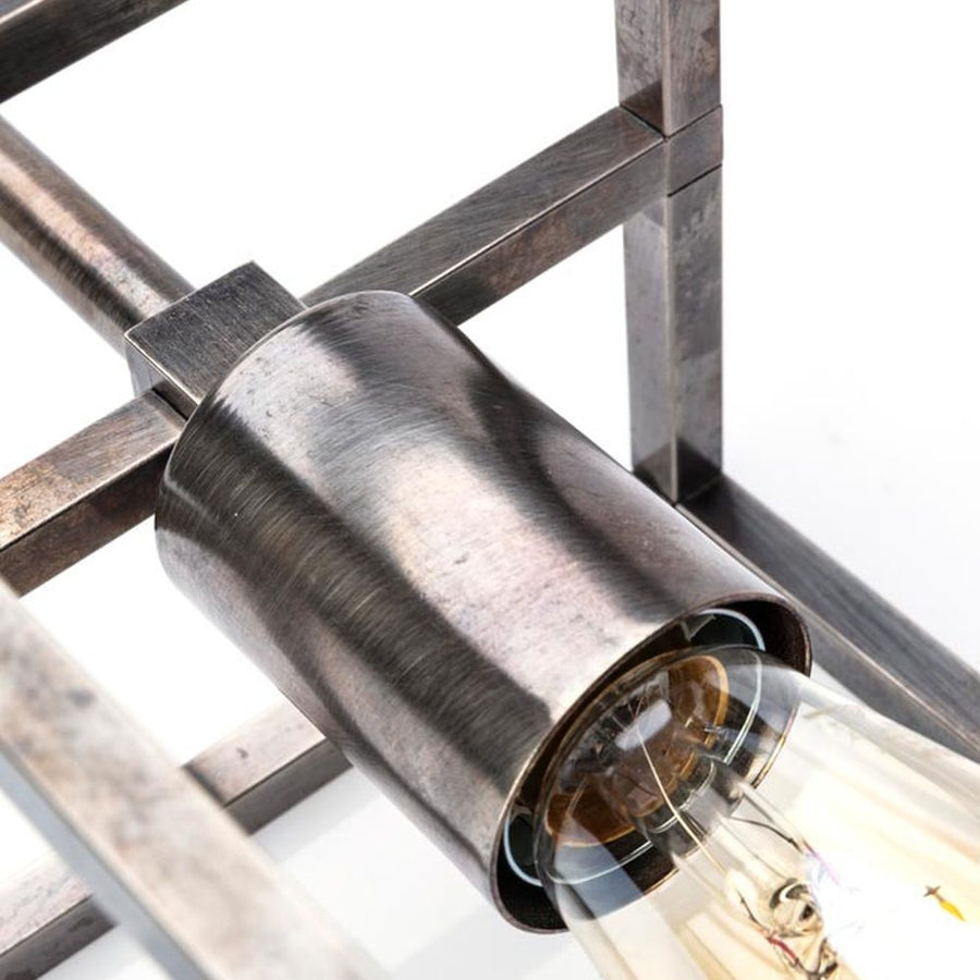 Industrial stílusú, rézből készült, antikolt nikkel színű függeszték.