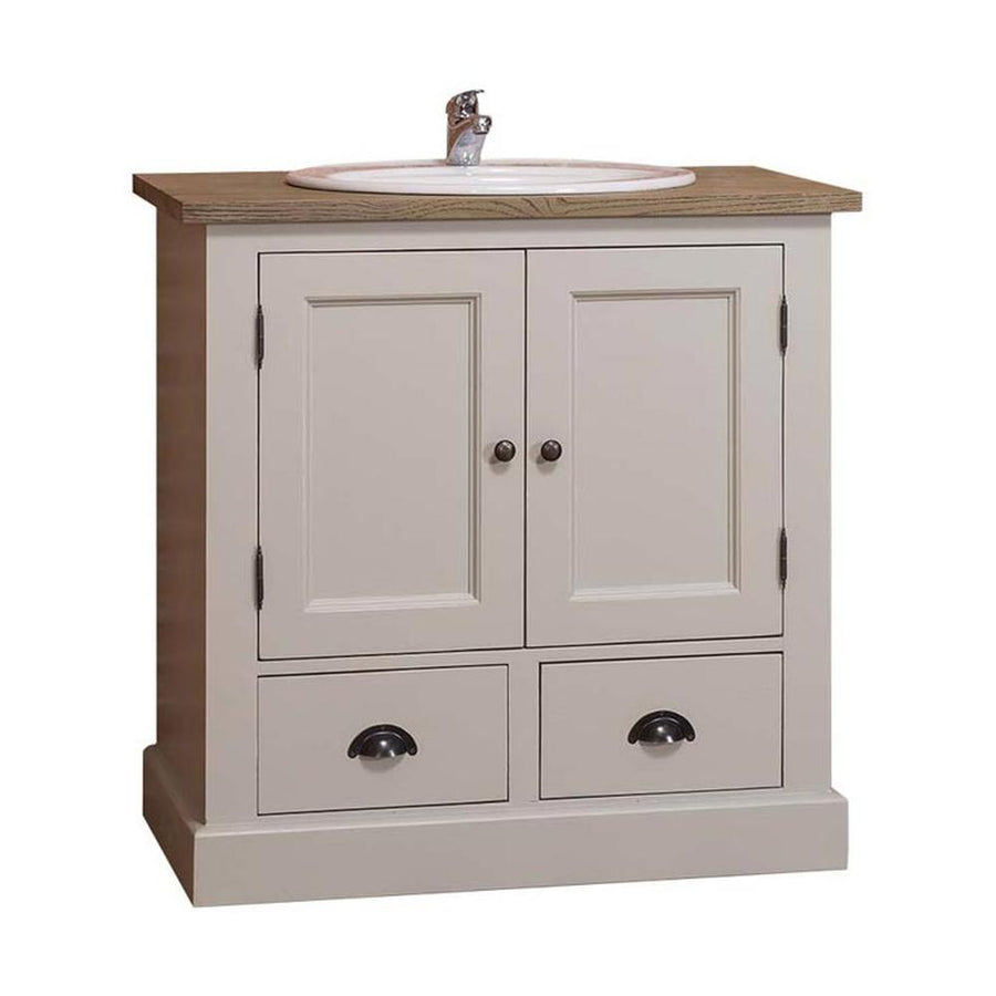 MAISON fenyőfa mosdószekrény tölgyfalappal 90 cm