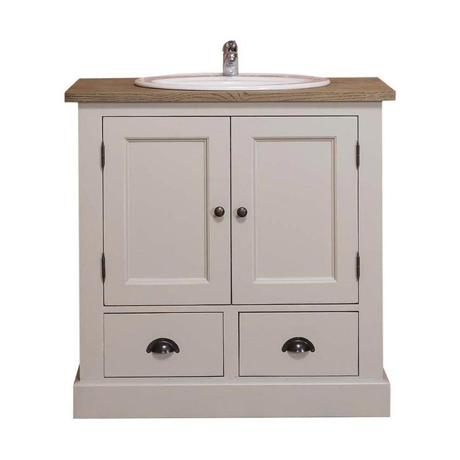 MAISON fenyőfa mosdószekrény tölgyfalappal 90 cm