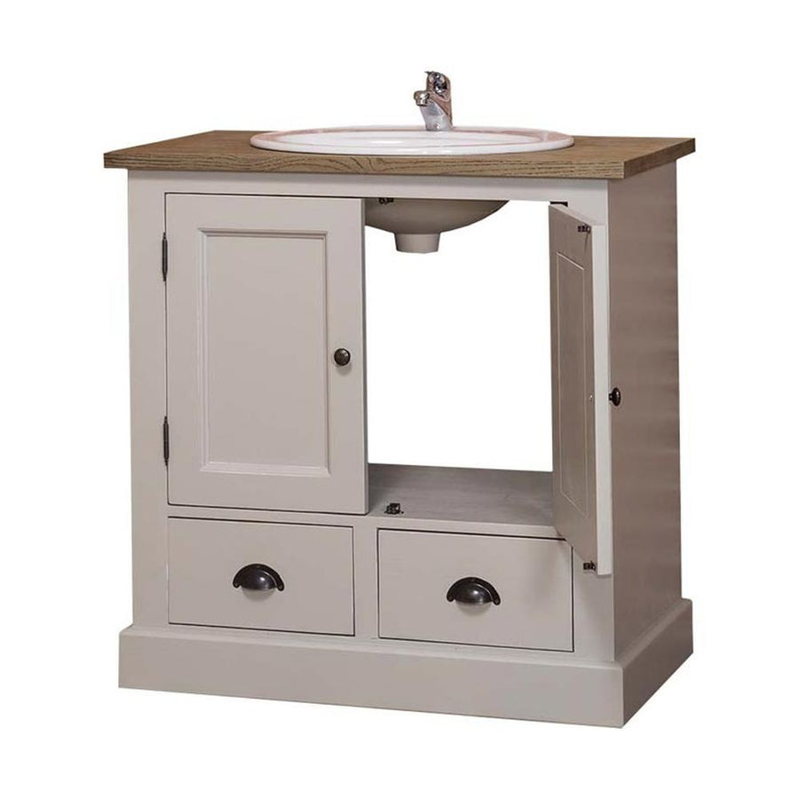 MAISON fenyőfa mosdószekrény tölgyfalappal 90 cm