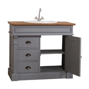 MAISON fenyőfa mosdószekrény tölgyfalappal 103 cm