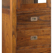 Loft stílusú, mindifából készült vitrines tárolószekrény fiók részlete.