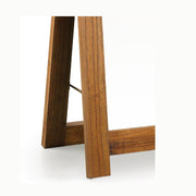 Loft stílusú, mindifából készült nagyméretű állótükör fémpánt részlete.