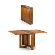 Loft stílusú, natúr szinű, mindifából készült összehajtható étkezőasztal.