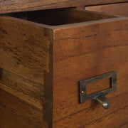 Loft stílusú, mindifából készült, kézműves tömörfa fiókos tároló tizennégy fiókkal.