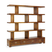 Loft stílusú, mindifából készült, impozáns méretű, kézműves könyvespolc. 