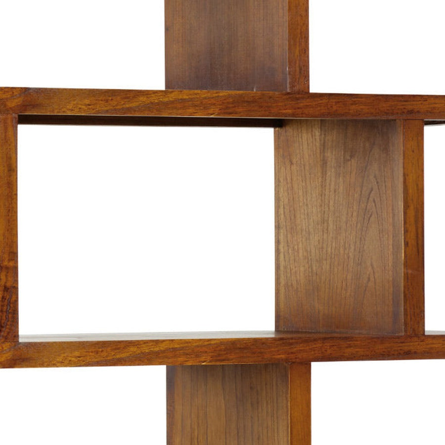 Loft stílusú, mindifából készült, impozáns méretű, kézműves könyvespolc polc részlete.