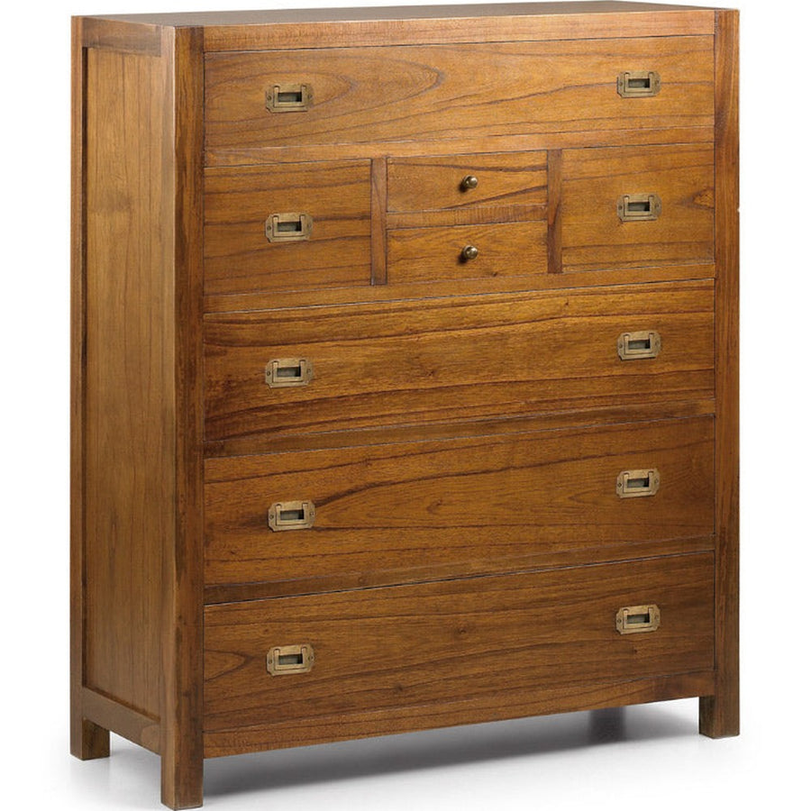 Loft stílusú, mindifából készült, kézműves tömörfa komód nyolc fiókkal.