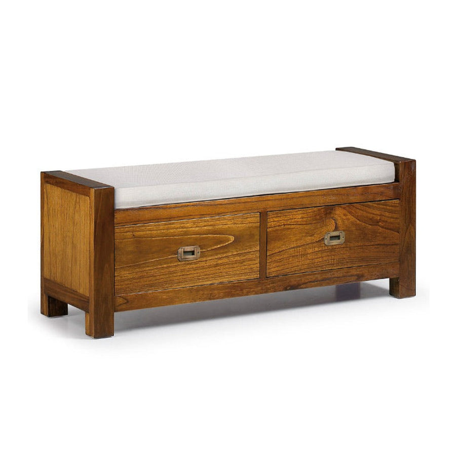 Loft stílusú, mindifából készült pad törtfehér színű ülőpárnával.