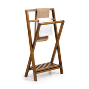 Loft stílusú, mindifából készült, natúr színű förölközőtartó állvány.