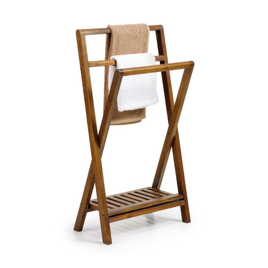 Loft stílusú, mindifából készült, natúr színű förölközőtartó állvány.