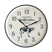 Country stílusú, tehén motívumos, nagyméretű fém falióra