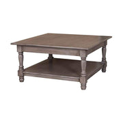 Klasszikus, díszített lábú dohányzóasztal, alsó polccal. Színe: szürkésbarna.