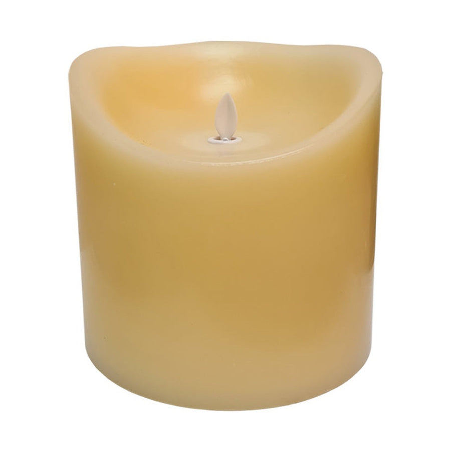 15 cm magas oszlopgyertya, távirányítható, pislákoló LED lánggal és valódi csontszínű viasztesttel.