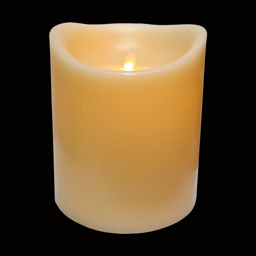 Óriás oszlopgyertya, távirányítható, pislákoló LED lánggal és valódi csontszínű viasztesttel.