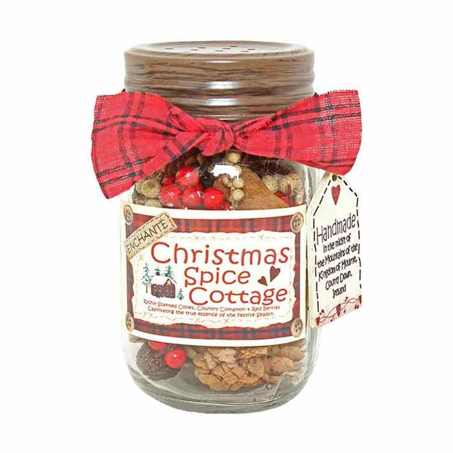 "Christmas Spice Cottage" karácsonyi fűszerkeverék illatú, prémium minőségű üveges potpourri.