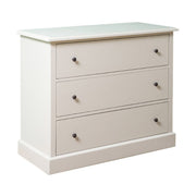 Fenyőfából készült, festett, fehér színű három fiókos komód.