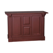 Fenyőfa bárpult dekoratív, kazettás jellegű dekorációval. Színe: bordó.