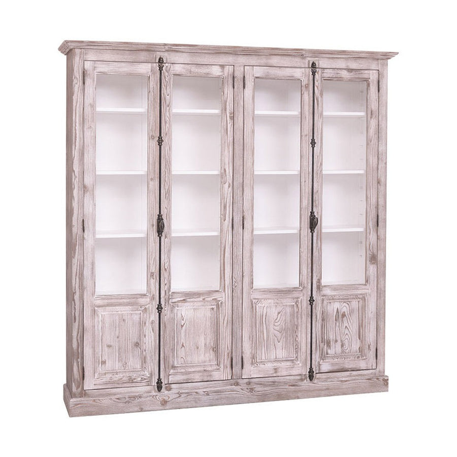 MAISON fenyőfa vitrin-könyvszekrény 210 cm