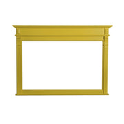 Country stílusú fenyőfakeretes tükör, klasszicizáló faragásokkal. Citromsárga színű.