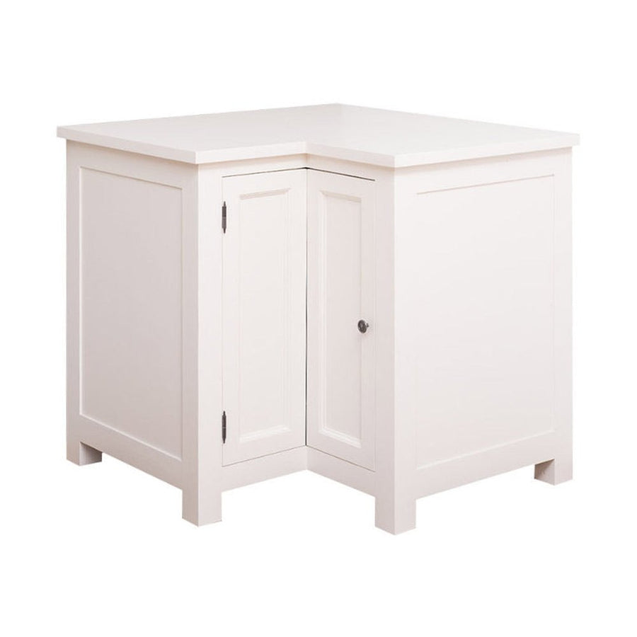 Fehér színű, fenyőfa konyhaszekrény sarokelem.