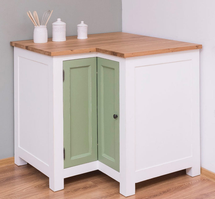 MAISON fenyőfa konyhaszekrény sarokelem tölgyfalappal 90 cm