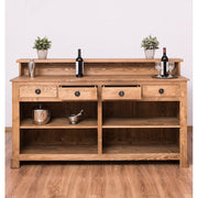 Nagyméretű, fenyőfa pult. A tárolásról négy polc, valamint négy fiók gondoskodik. Színe: viaszolt natúr.