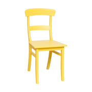 Citromsárga színű, retró stílusú, fenyőfa étkezőszék.