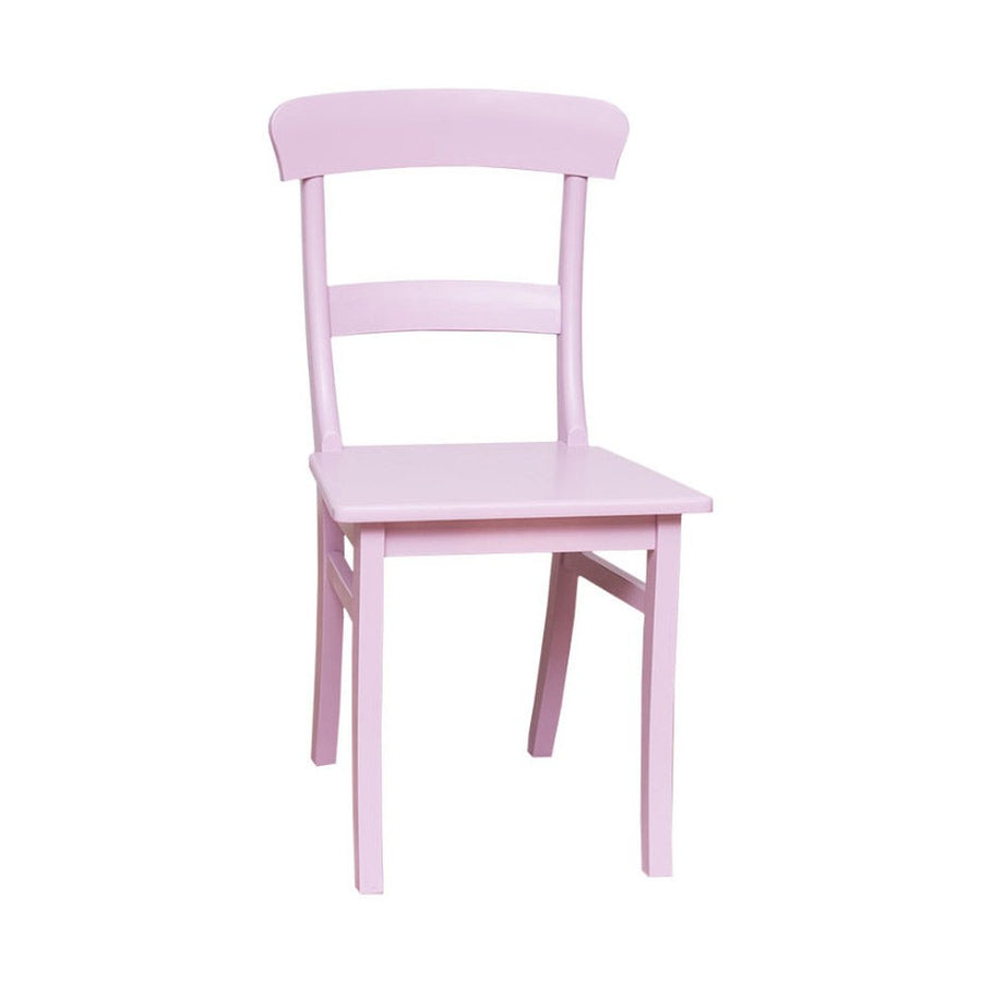 Halvány rózsaszínű, retró stílusú, fenyőfa étkezőszék.