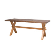 Rusztikus, X-lábú fenyőfa étkezőasztal. Színe: viaszolt natúr.