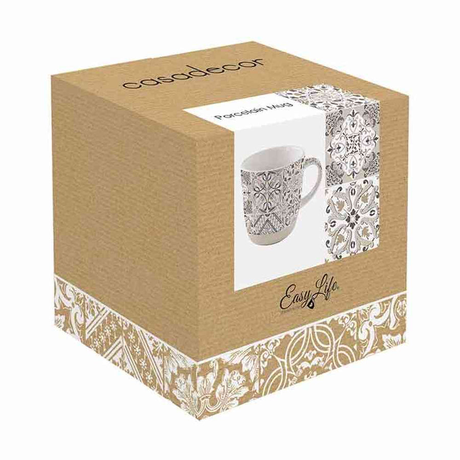 Mozaik mintás bögre natúr színű díszdoboza