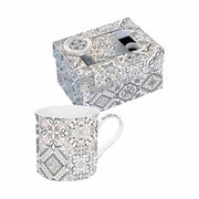 Mozaikmintás porcelán bögre ablakos díszdobozzal