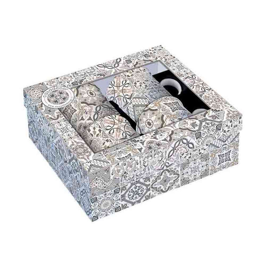 4 darab mozaikmintás porcelán bögre szett díszdobozban