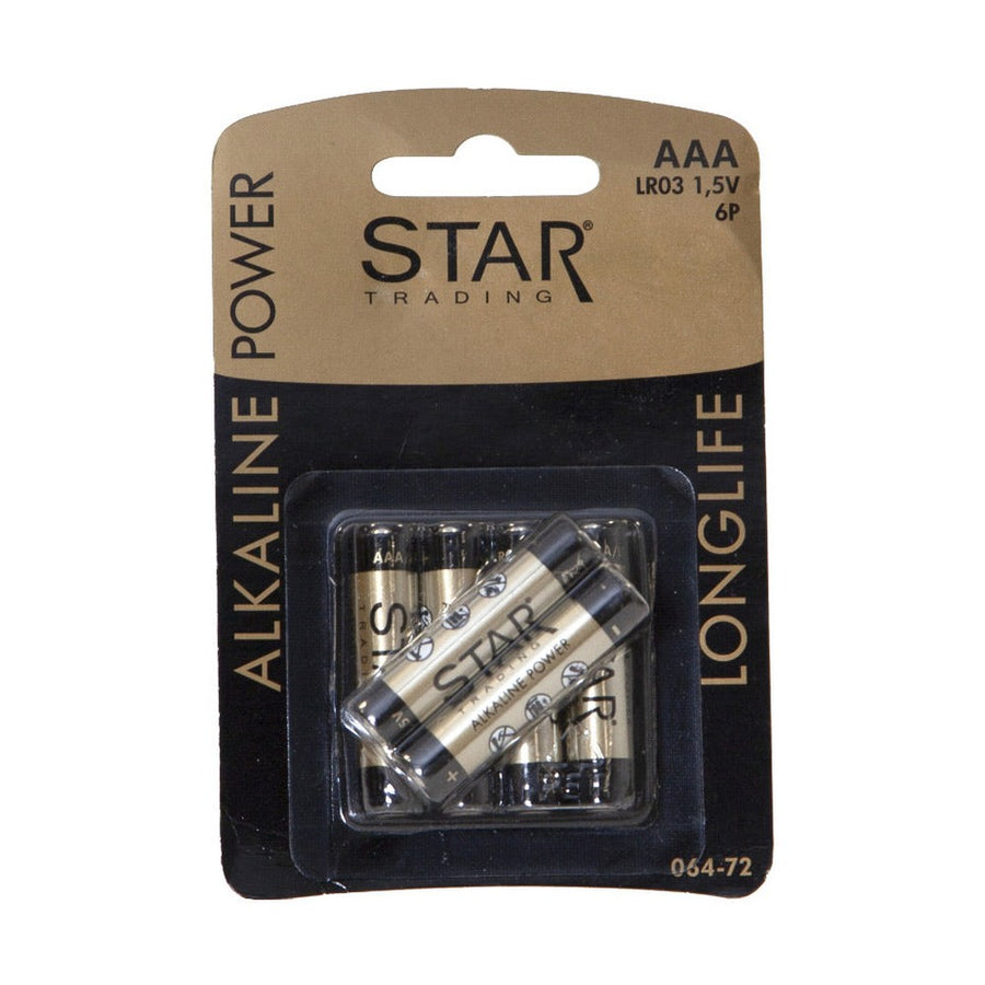 6 darabos AAA méretjelzésű tartós, alkáli ceruzaelem.