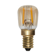 Meleg fehér fényű LED dekorációs izzó, borostyánszínű üveggel.