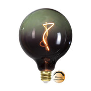 Meleg fehér fényű LED dekor izzó, két színárnyalatú, füstüveg és zöld átmenetes üvegbúrával.