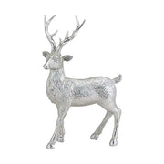 Glamour stílusú, 21 cm magas, ezüst színű karácsonyi szarvas figura