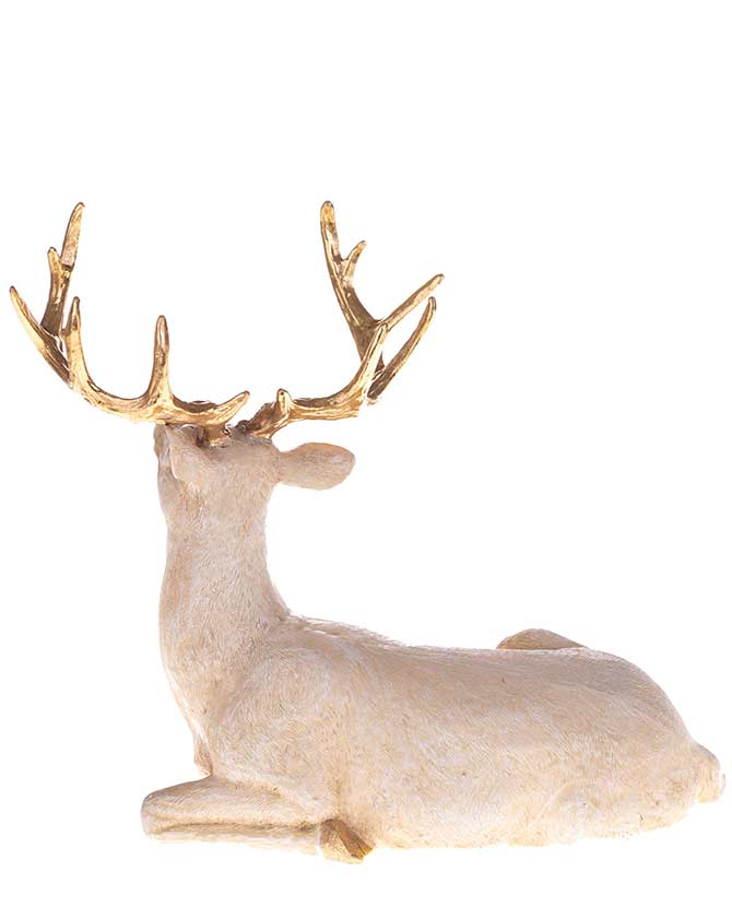 Prémium kategóriás, nagyméretű, 41,5 cm hosszú, arany színű karácsonyi szarvas figura
