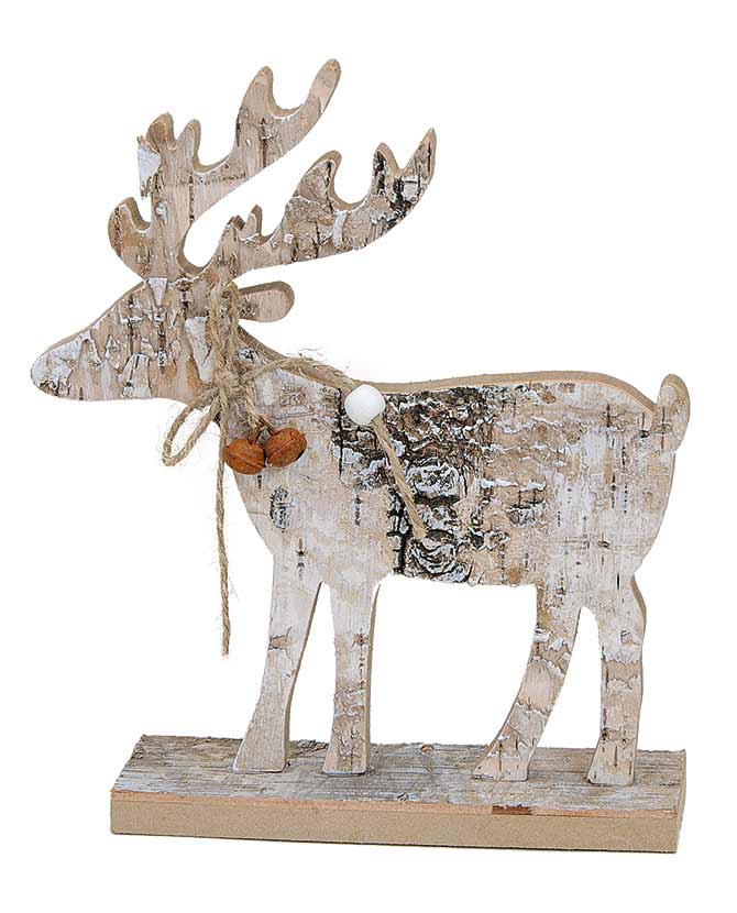 Skandináv stílusú, fából készült, 20 cm magas karácsonyi szarvas figura