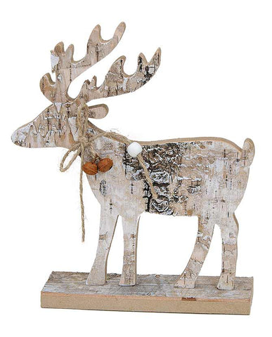 Skandináv stílusú, fából készült, 20 cm magas karácsonyi szarvas figura