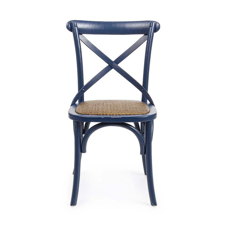 Kék színű, thonet jellegű étkezőszék.