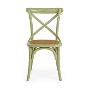 Zöld színű, szilfából készült, thonet jellegű étkezőszék.