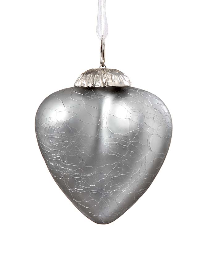 Szívalakú üvegdísz 7,5 cm "Silver Heart"