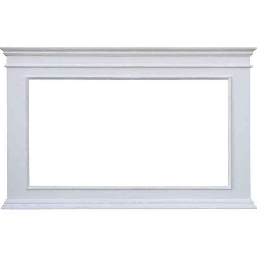 Nagyméretű, fehér színű, festett fenyőfa-keretes tükör.