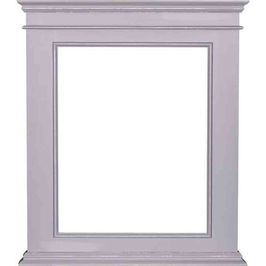 Antikolt fehér színű fenyőfa-keretes tükör.