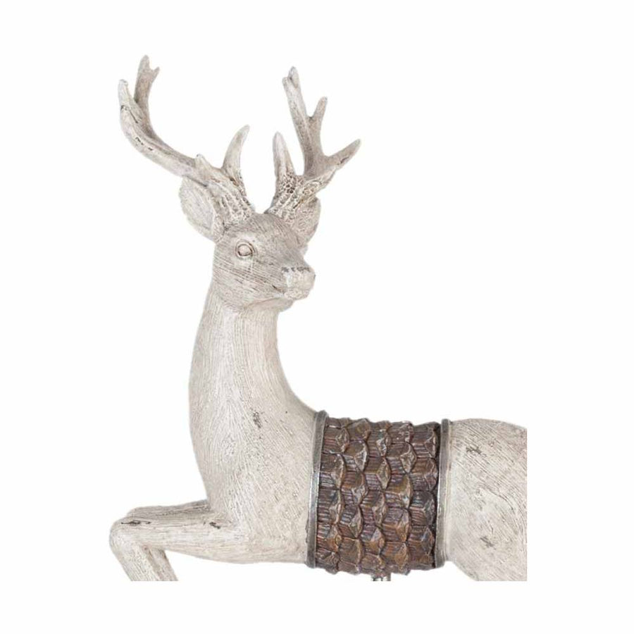 Vintage stílusú, antikolt felületű, 46 cm magas, karácsonyi vágtázó szarvas közeli képe